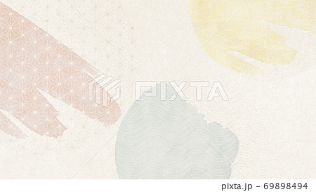 和柄　円　水彩　抽象的なイラスト【16:9】 69898494