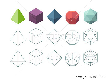 Platonic solid. Geometrical 3d object shapes vector collection Platonic solid. Geometrical 3d object shapes vector collection 69898979
