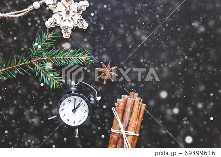 Christmas New Year Composition frame made of winter objects fir 69899616