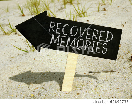 Recovered memories inscription on the black arrow showing the direction. Recovered memories inscription on the black arrow showing the direction. 69899738