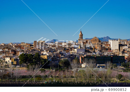 Cieza with its church, Parroquia La Asuncion in the Murcia region in Spain 69900852