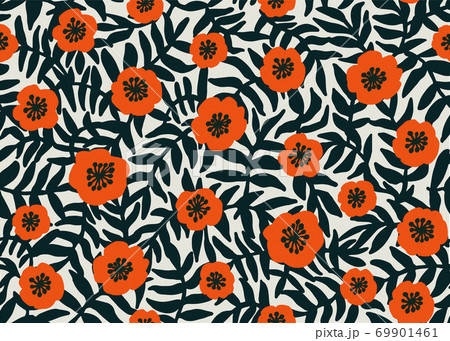 Seamless Floral Pattern. retro style Red poppies pattern with poppy flowers and dark green foliage on beige. Floral seamless background for textile, fabric, covers, wallpapers, print, gift wrap Seamless Floral Pattern. retro style Red poppies pattern with poppy flowers and dark green foliage on beige. Floral seamless background for textile, fabric, covers, wallpapers, print, gift wrap 69901461