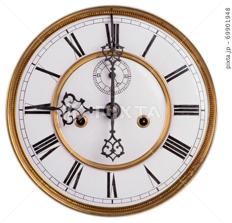 Clock face with roman numeral isolated on white background 69901948