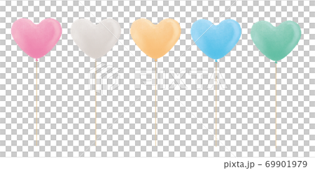 Colorful heart balloon illustration set - Stock Illustration [69901979 ...