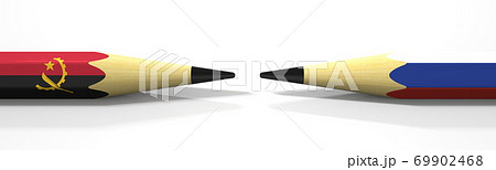 Flags of Angola and Russia on the pencils, 3d rendering 69902468