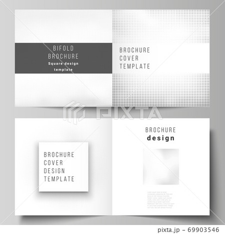 Vector layout of two covers templates for square design bifold brochure, flyer, magazine, cover design, brochure cover. Halftone effect decoration with dots. Dotted pattern for grunge style decoration 69903546