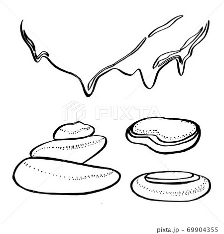 Sea stones. Set of graphic gray beige stones isolated on white background. SPA concept. Can be used as background for web pages wedding invitations, greeting cards, postcards, patterns, prints 69904355