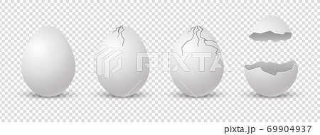 Brocken Eggs Crack Eggshell Vector Realistic のイラスト素材