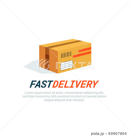 Parcel icon. Delivery box, cardboard flat style colored icon on white background. Post services, delivery. 69907804
