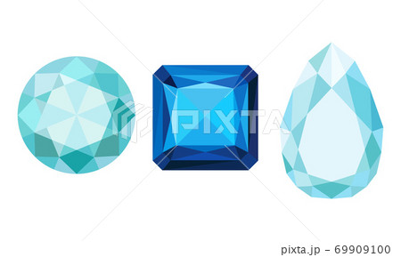 Gems and Diamonds of Different Shape and Color with Facet Vector Set 69909100