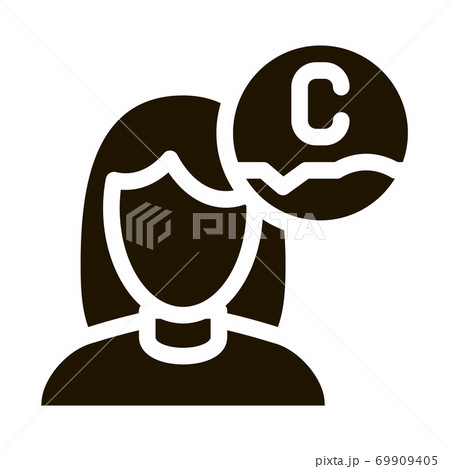 Woman And Ascorbic Acid Icon Illustration 69909405