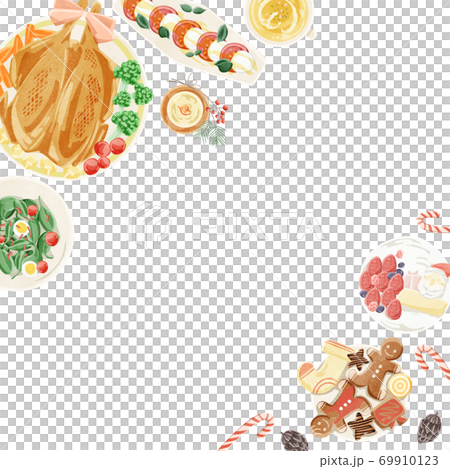 Christmas meal frame illustration Christmas meal frame illustration 69910123