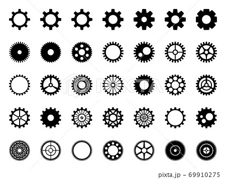 歯車のアイコン素材セット シルエット イラストのイラスト素材