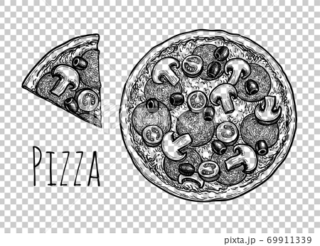 Ink Sketch Of Pizza のイラスト素材