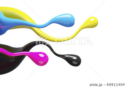 CMYK color splash isolated on white background 3d render 69911404