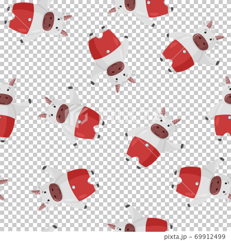 Cute cartoon cow christmas character background. Seamless pattern with ox fow new year design. Cute cartoon cow christmas character background. Seamless pattern with ox fow new year design. 69912499