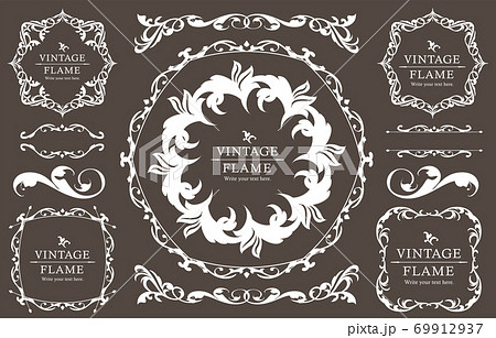 高級感のあるフレームデザイン、カリグラフィー素材、ラグジュアリー、テンプレート、【コピースペース】 69912937