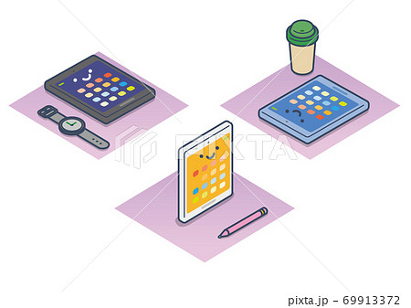 かわいいタブレットのイラスト 69913372
