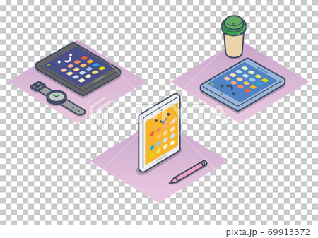 かわいいタブレットのイラスト 69913372