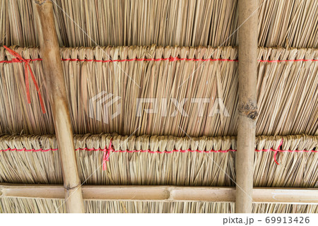 The pattern of the thatched roof with the bamboo The pattern of the thatched roof with the bamboo 69913426