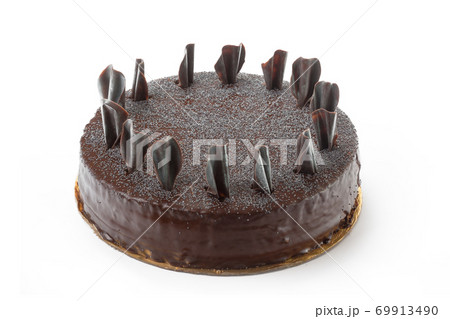 Single Chocolate cake isolated on white background Single Chocolate cake isolated on white background 69913490