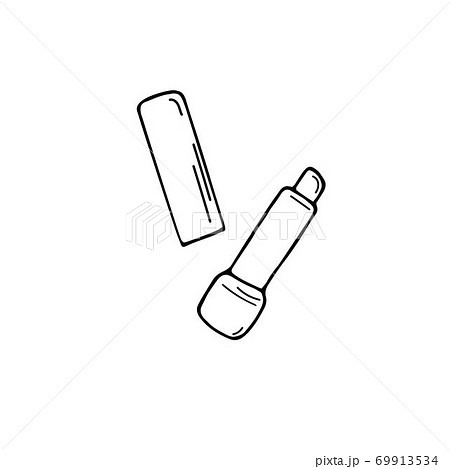 Single Lipstick sketch vector illustration. Simple cosmetics icon. Lip gloss sign. Hand drawn doodle graphic Single Lipstick sketch vector illustration. Simple cosmetics icon. Lip gloss sign. Hand drawn doodle graphic 69913534