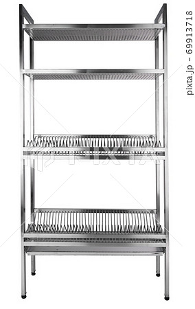 Metal Industrial kitchen rack isolated on white background 69913718