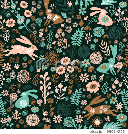 Beautiful seamless pattern  with rabbit, 69914296