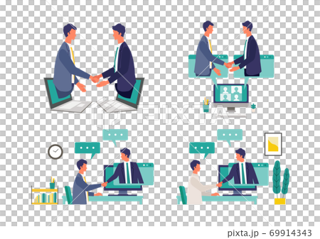 オンライン商談のイメージイラスト 69914343