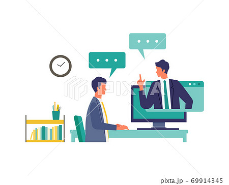 テレワークを表現するイラスト テレワークを表現するイラスト 69914345