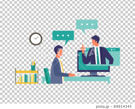 テレワークを表現するイラスト テレワークを表現するイラスト 69914345