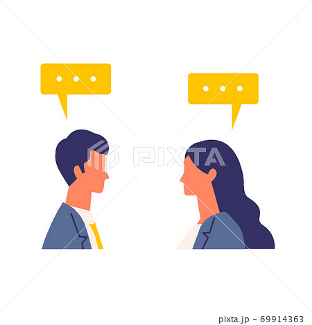 会話する男女のビジネスマンのイラスト 69914363