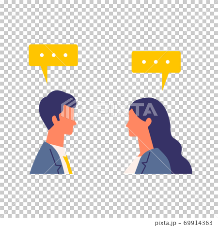会話する男女のビジネスマンのイラスト 69914363