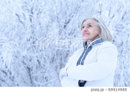 Portrait of cute happy beautiful senior woman 69914989