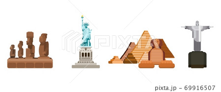 statues from different parts of the world. vector 69916507