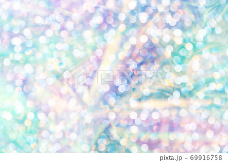 Modern beautiful holographic background of holiday lights bokeh. Trendy 80's style. 69916758