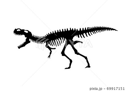 Vector Silhouette Of Dinosaurs Skeleton Hand のイラスト素材