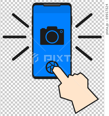 スマホで写真を撮影するイラストのイラスト素材