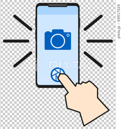 スマホで写真を撮影するイラストのイラスト素材