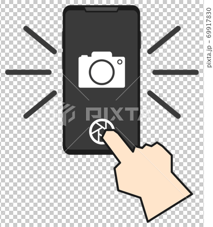 スマホで写真を撮影するイラストのイラスト素材