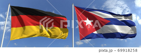 National flags of Germany and Cuba, 3d rendering 69918258