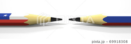 Flags of Chile and Russia on the pencils, 3d rendering Flags of Chile and Russia on the pencils, 3d rendering 69918308