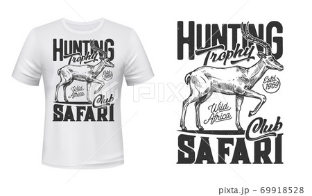 Tshirt print with antelope sketch, African safari 69918528