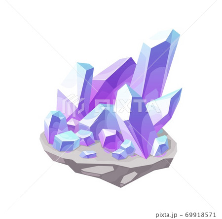 Magic crystal, lilac gem stone vector mineral icon 69918571