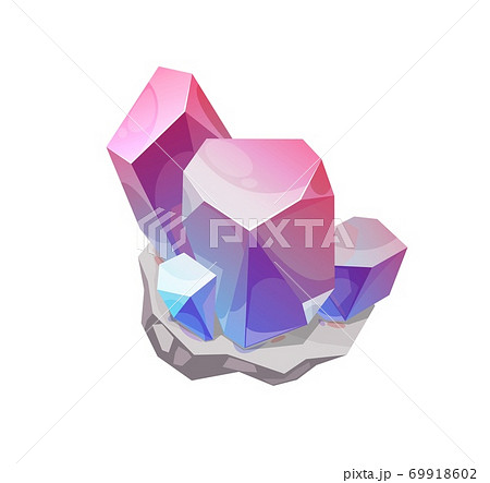 Magic crystal vector pink and blue rock gem stone Magic crystal vector pink and blue rock gem stone 69918602