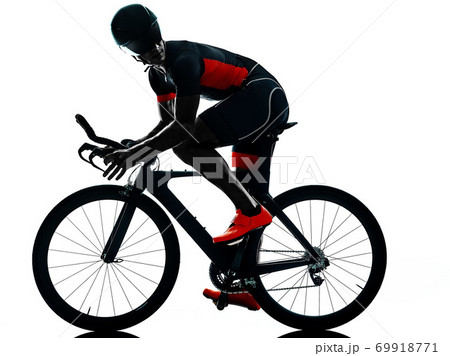 triathlete triathlon Cyclist cycling silhouette isolated white background 69918771