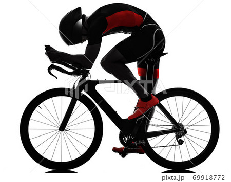 triathlete triathlon Cyclist cycling silhouette isolated white background 69918772