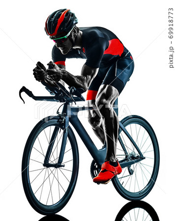 triathlete triathlon Cyclist cycling silhouette isolated white background triathlete triathlon Cyclist cycling silhouette isolated white background 69918773