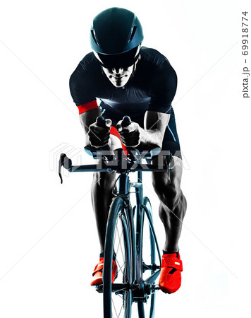 triathlete triathlon Cyclist cycling silhouette isolated white background 69918774
