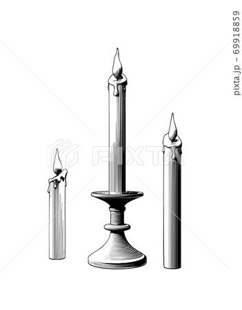 Engraving candles set illustration isolated on white BG Engraving candles set illustration isolated on white BG 69918859